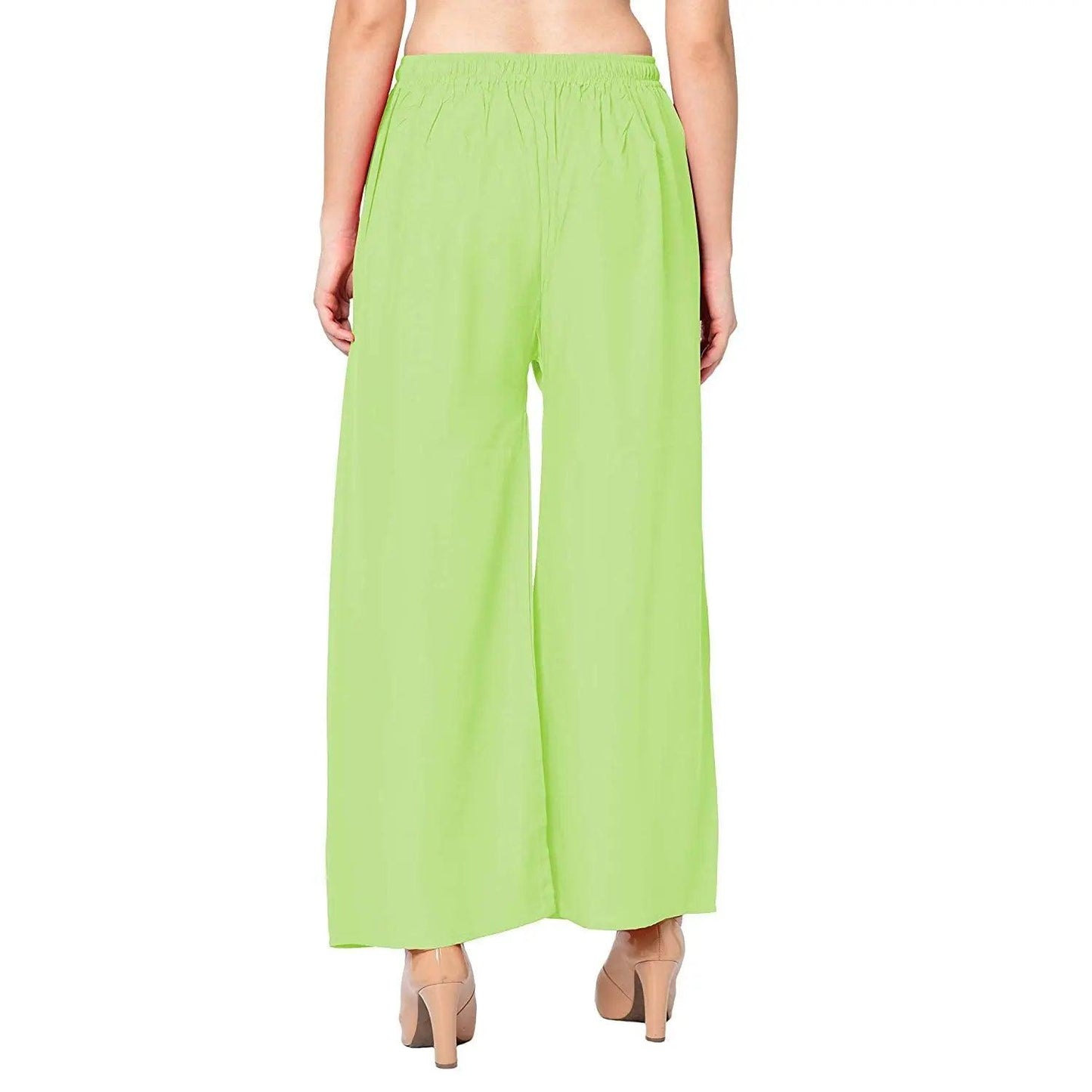 Singhania Women's Perrot Green Plain Rayon Palazzo