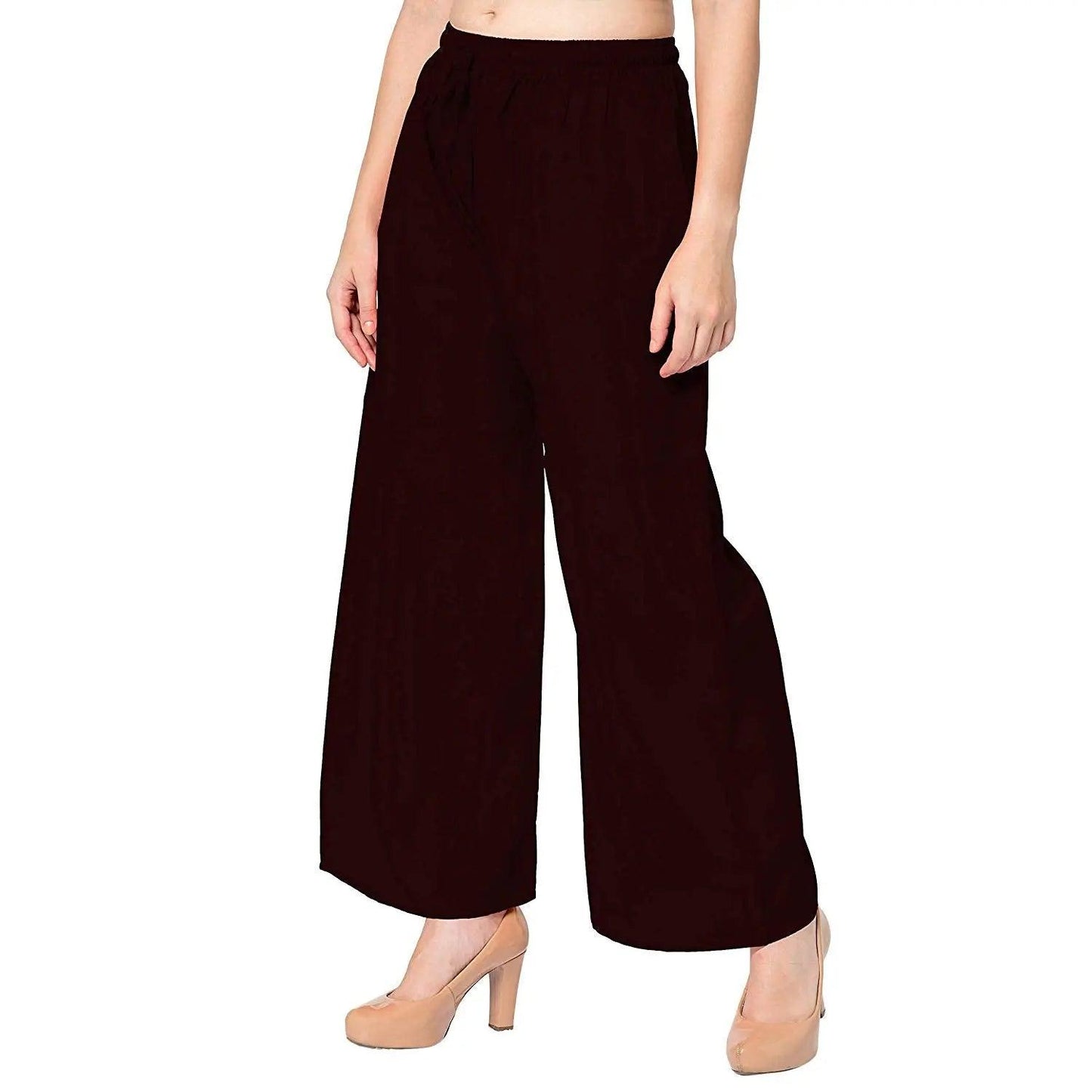 Singhania Women's Dark Brown Plain Rayon Palazzo