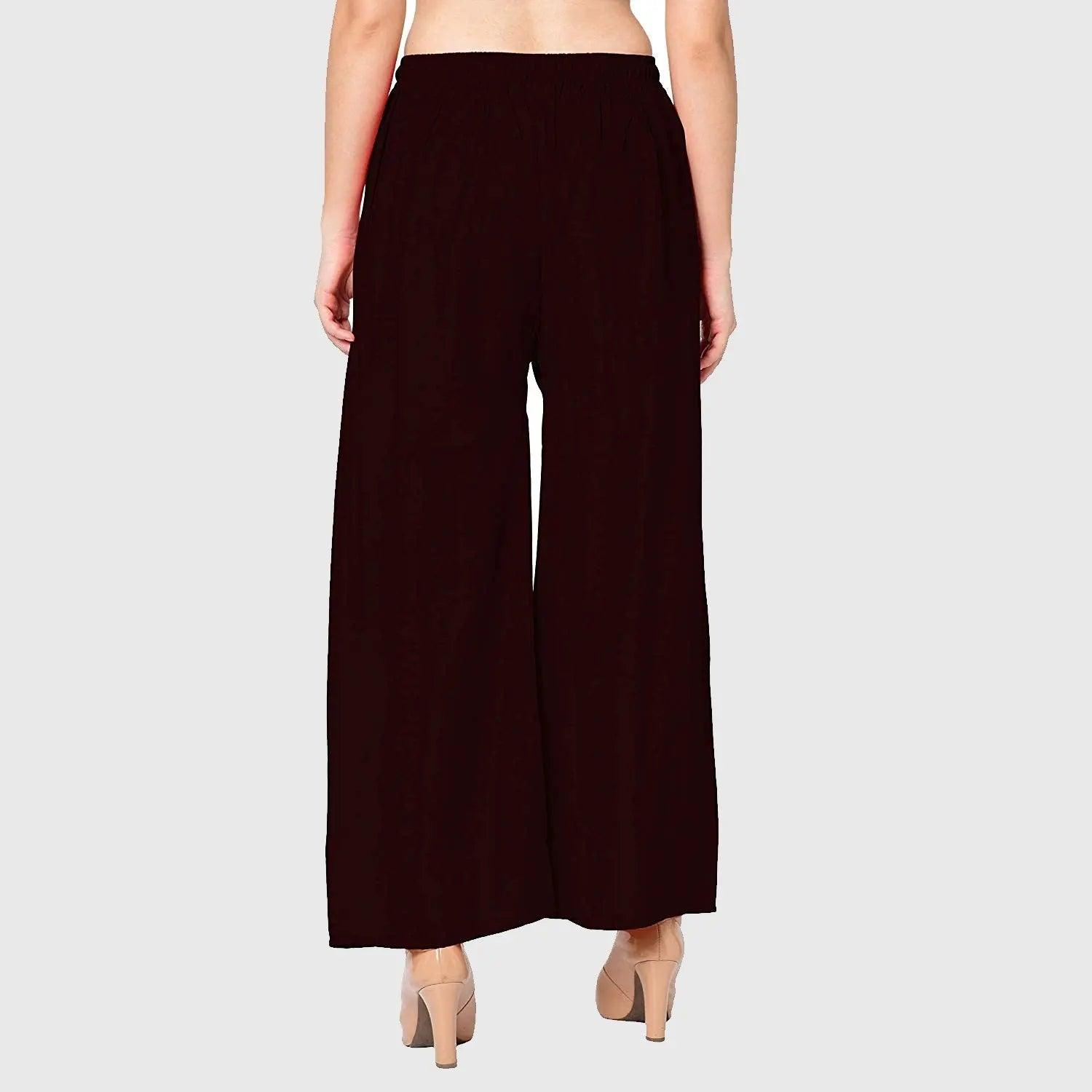 Women's Dark Brown Plain Rayon Palazzo