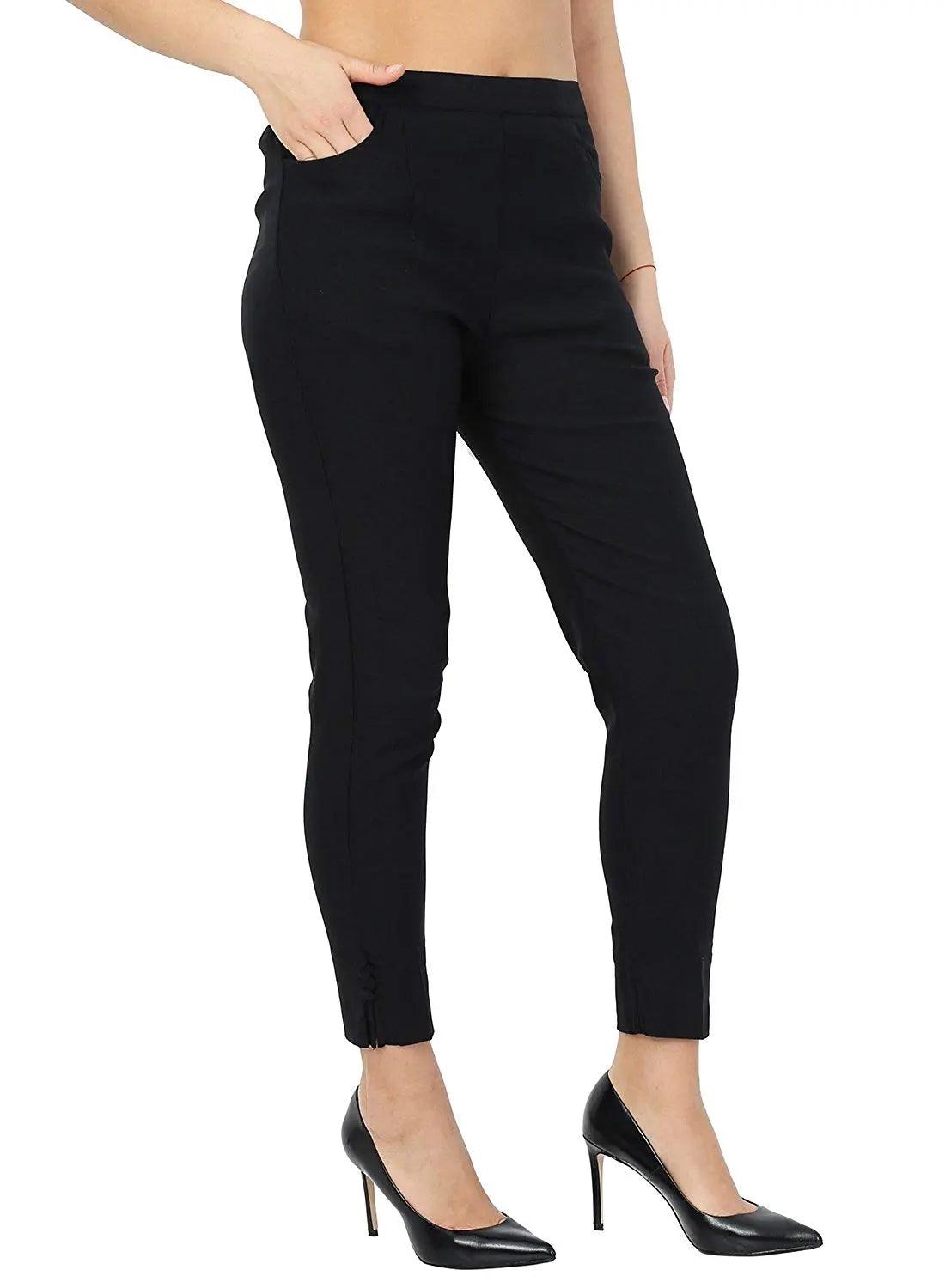 Women's Black Plain Pant Palazzo