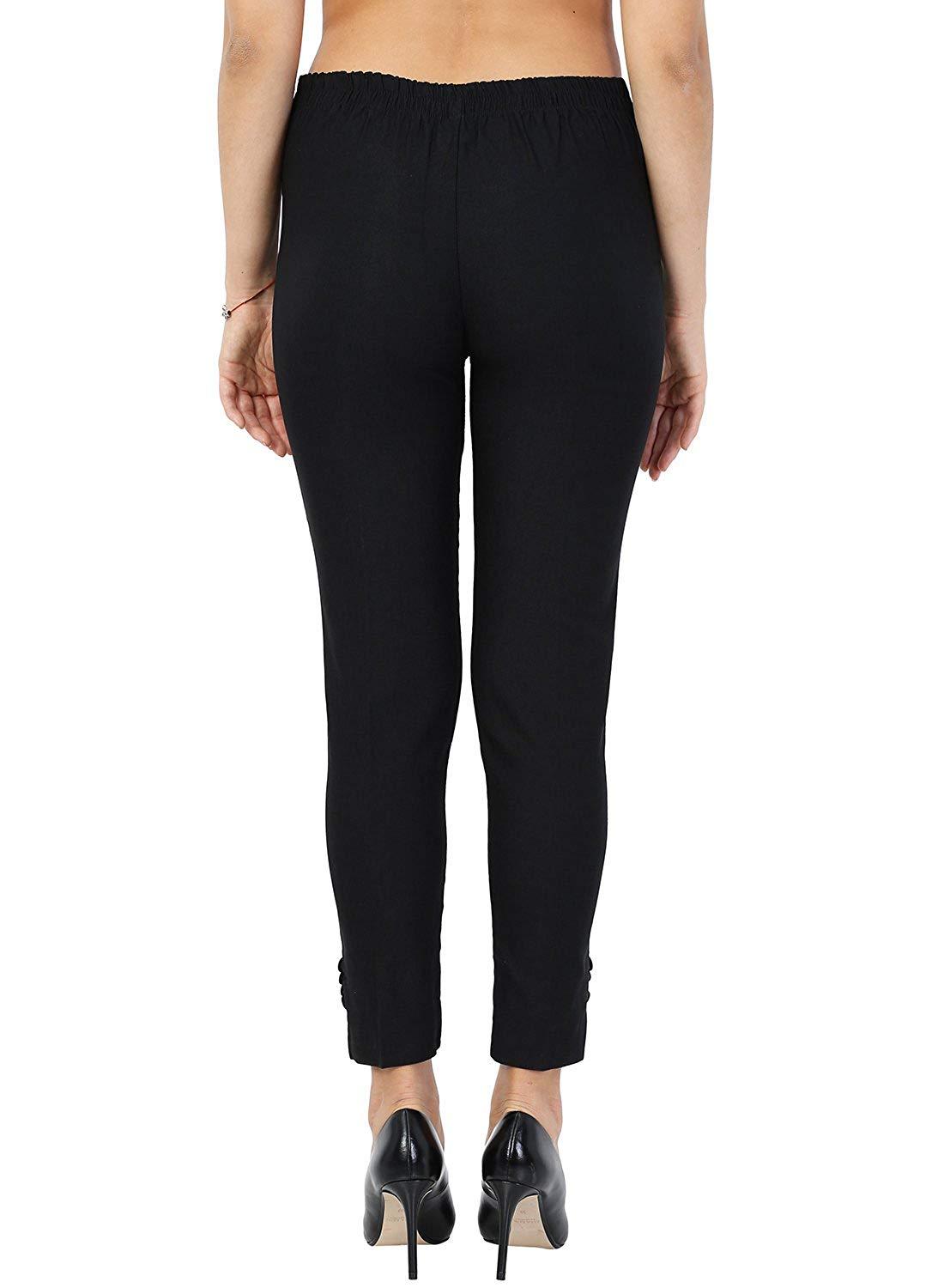 Woman's Rayon Plain Black Pant Palazzo