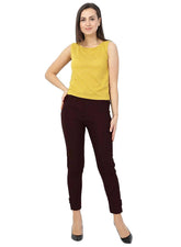 Women's Brown Plain Pant Palazzo Default Title