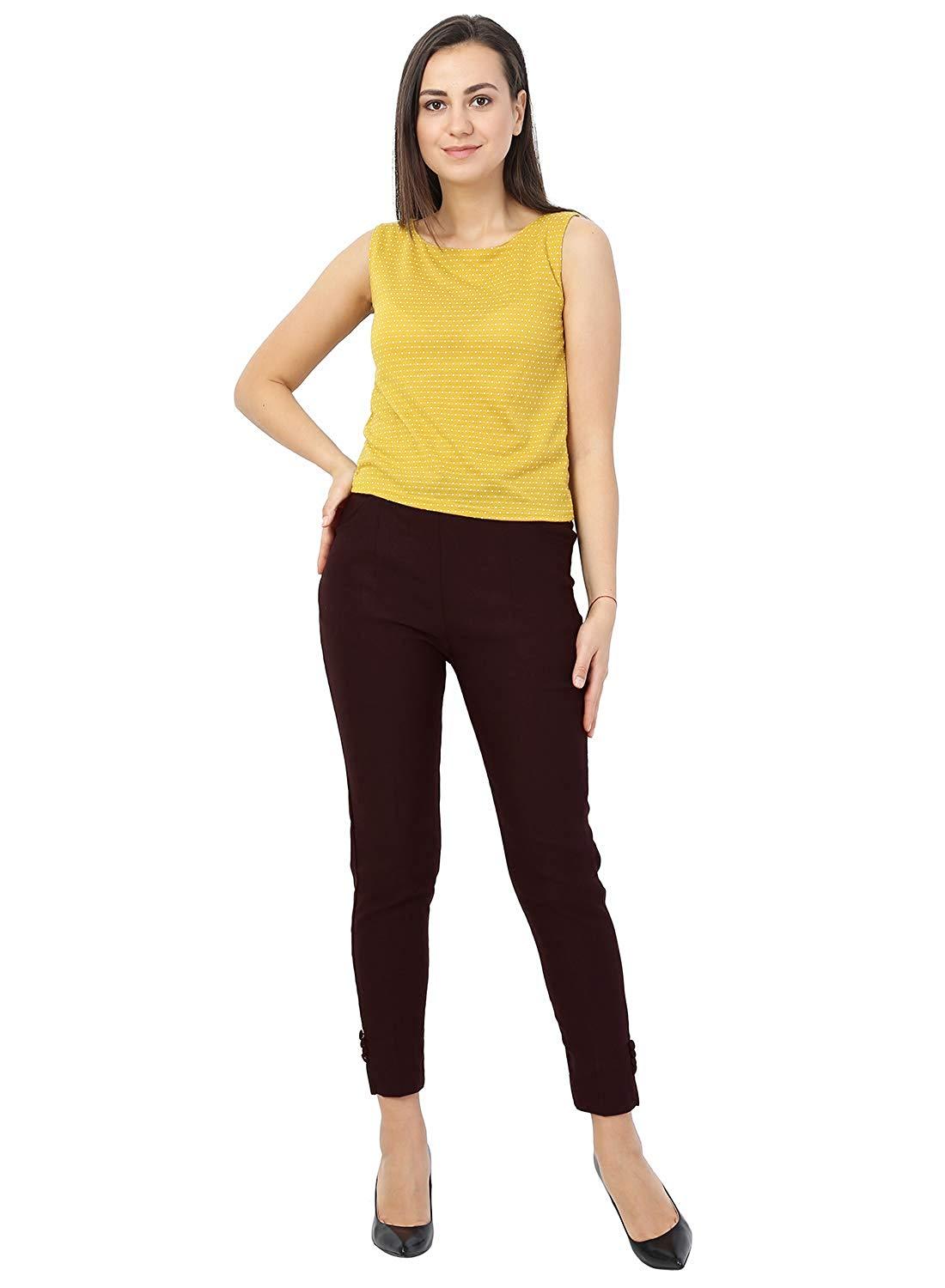 Woman's Rayon Plain Brown Pants Palazzo