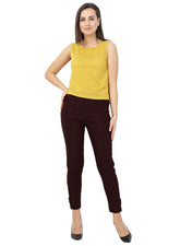 Woman's Rayon Plain Brown Pants Palazzo
