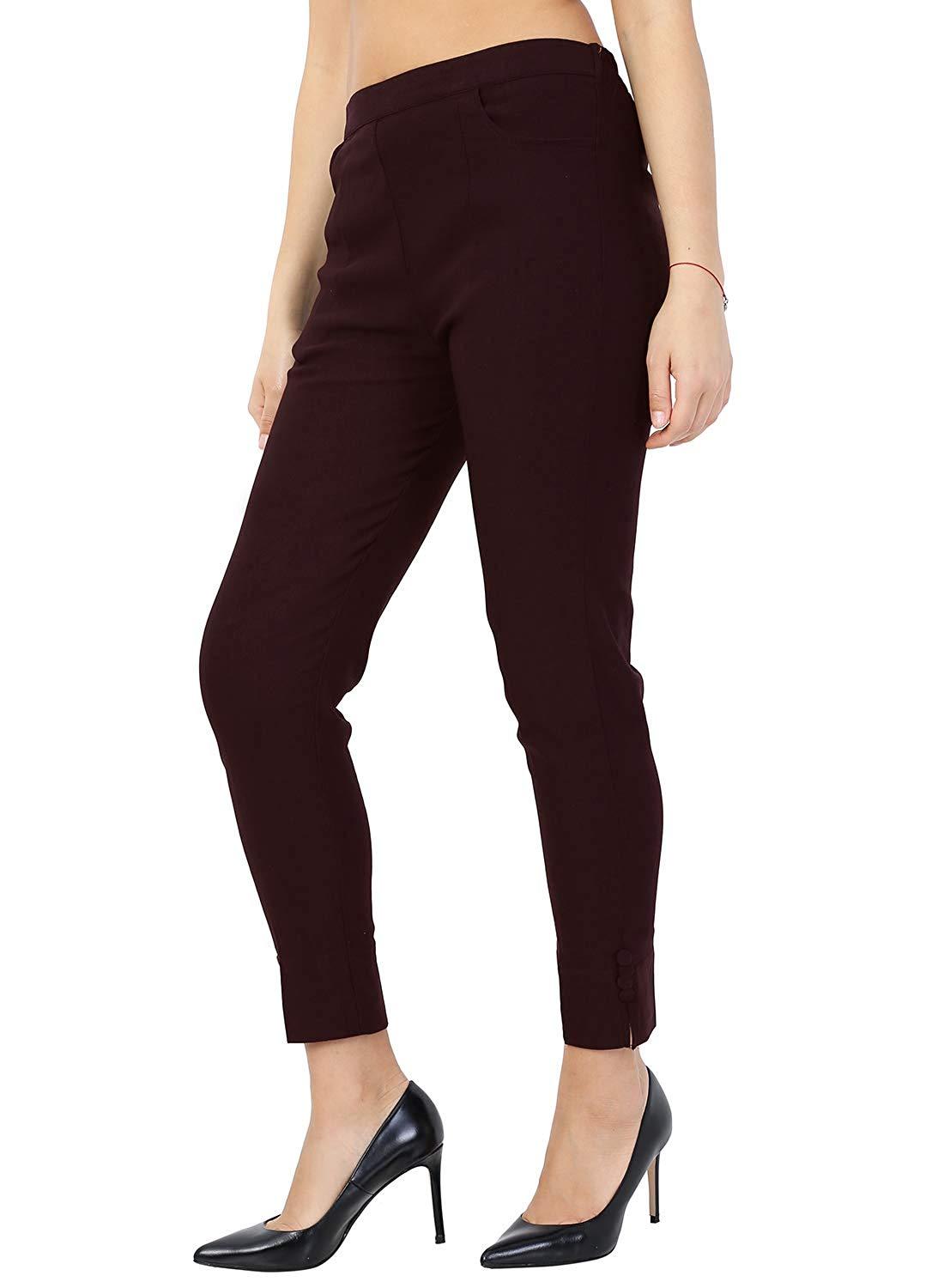 Trendzmy Woman's Rayon Plain Brown Pants Palazzo