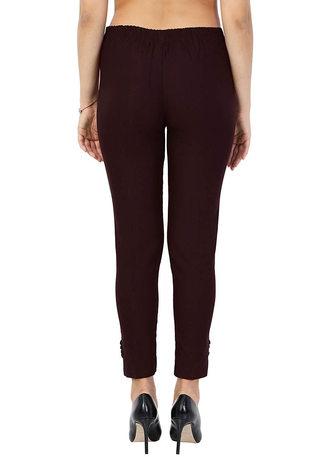 Woman's Rayon Plain Brown Pants Palazzo