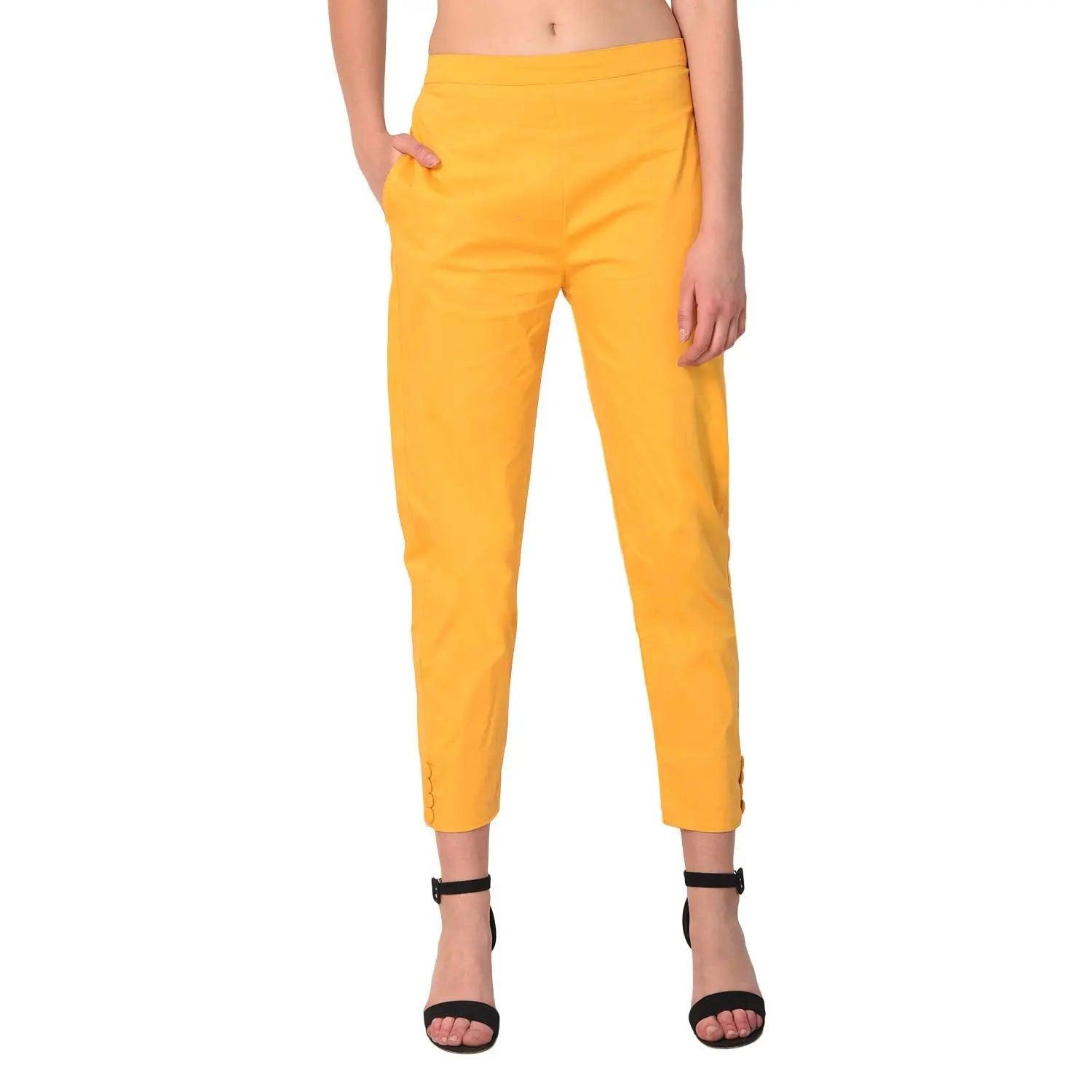 Women's Gold Plain Pant Palazzo