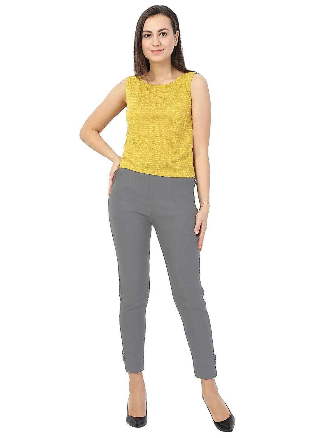Women's Grey Plain Pant Palazzo