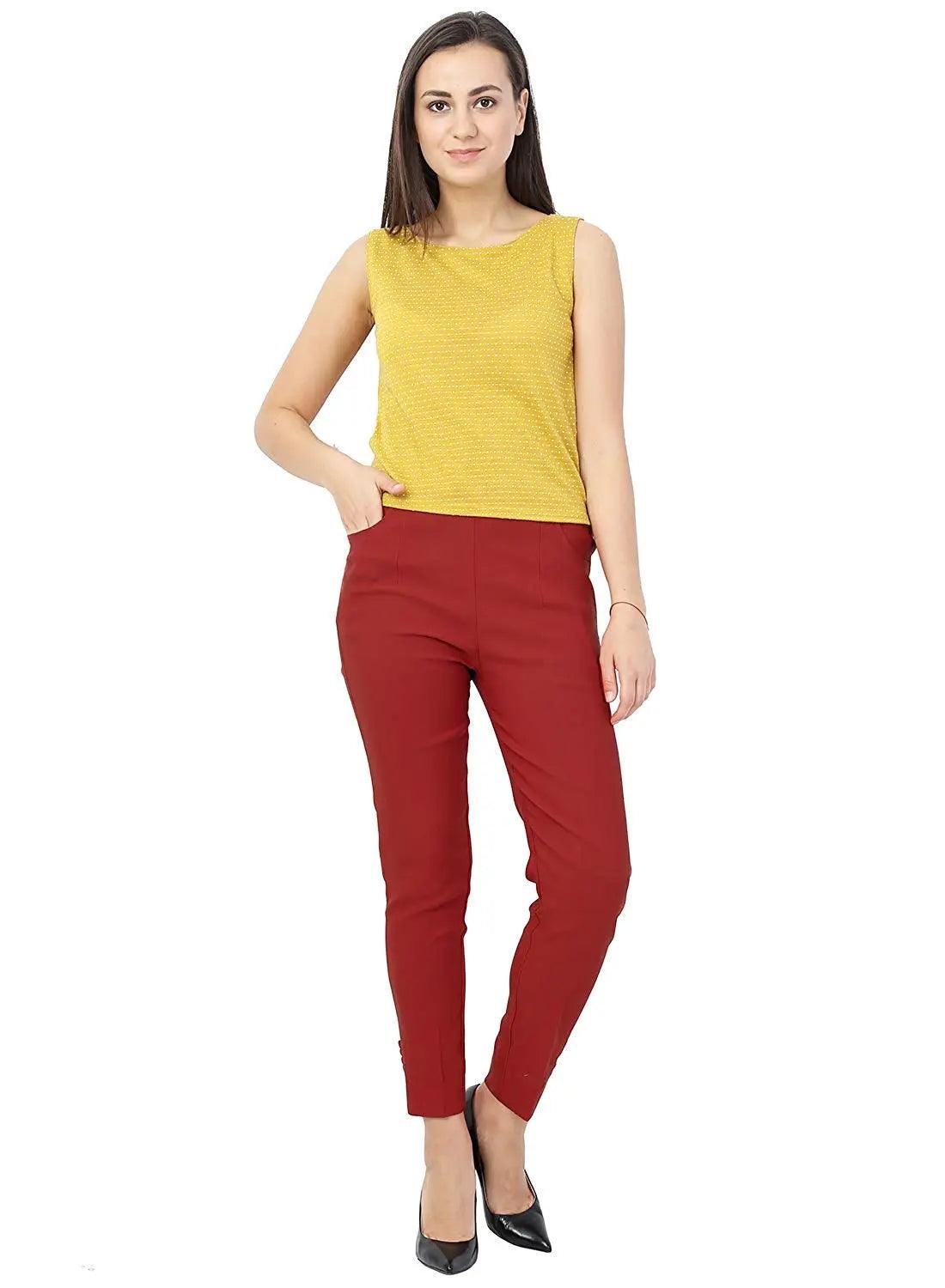 Women's Maroon Plain Pant Palazzo