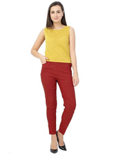 Women's Maroon Plain Pant Palazzo
