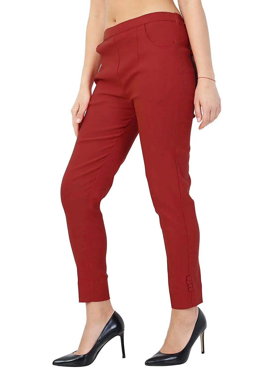 Women's Maroon Plain Pant Palazzo