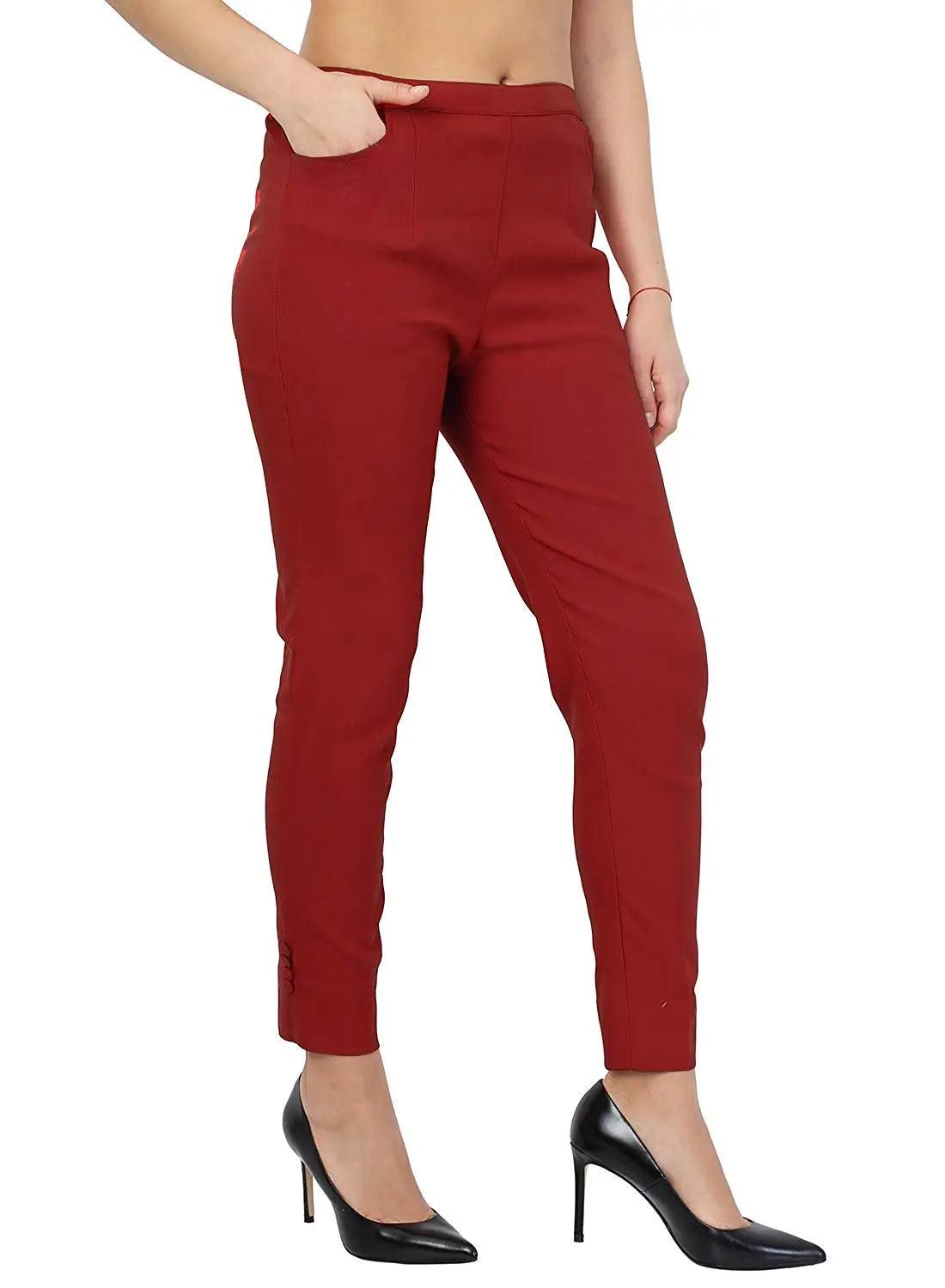 Singhania Women's Maroon Plain Pant Palazzo