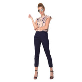 Woman's Rayon Plain Navy Blue Pant Palazzo