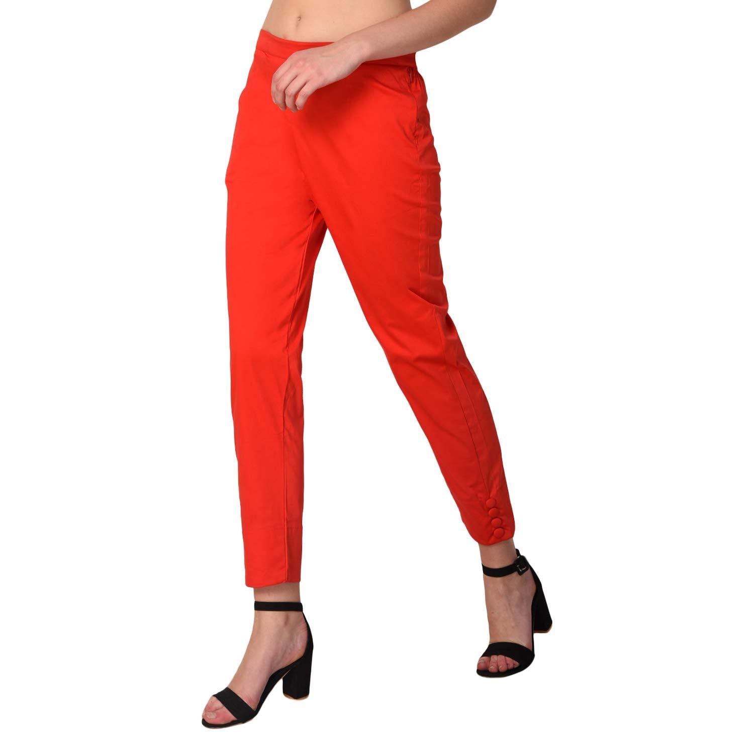 Woman's Rayon Plain Orange Pant Palazzo