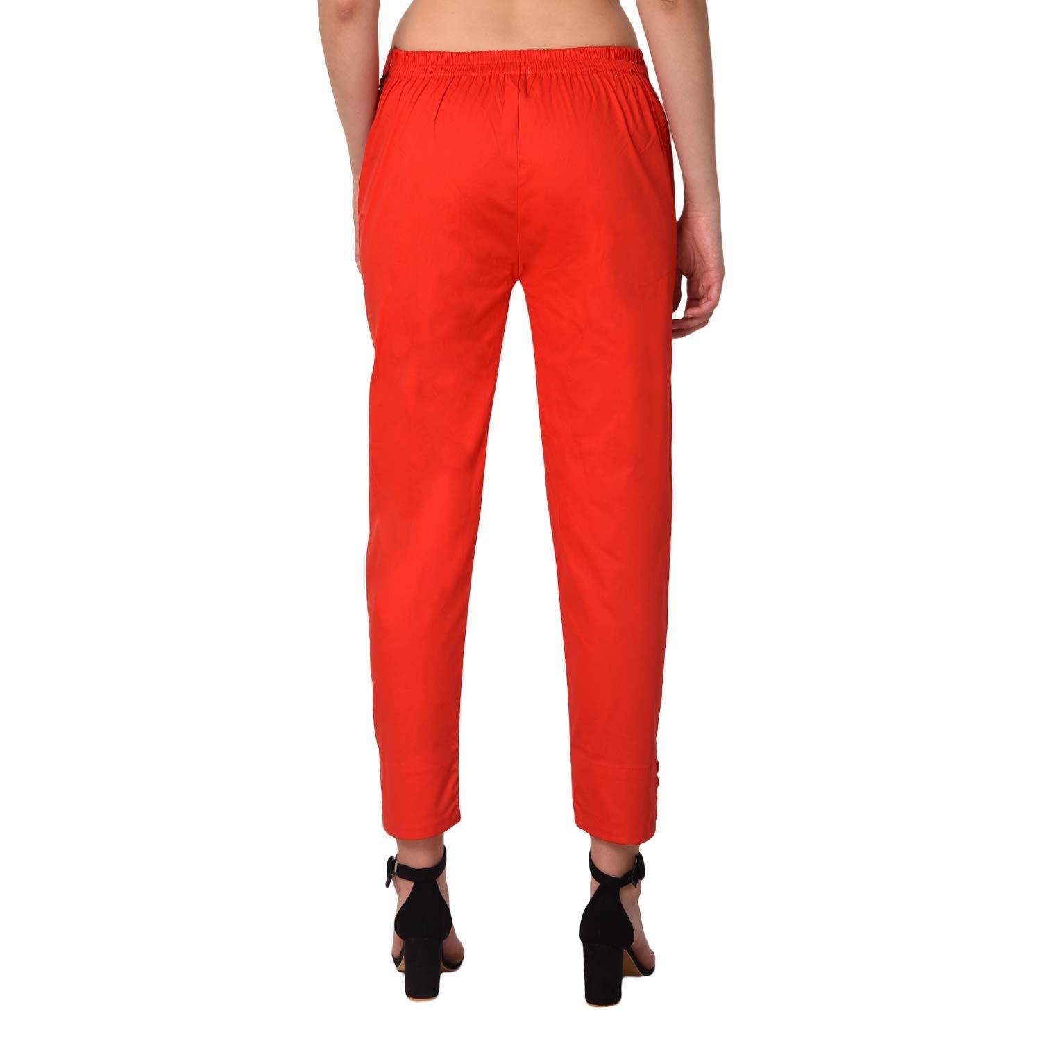 Woman's Rayon Plain Orange Pant Palazzo