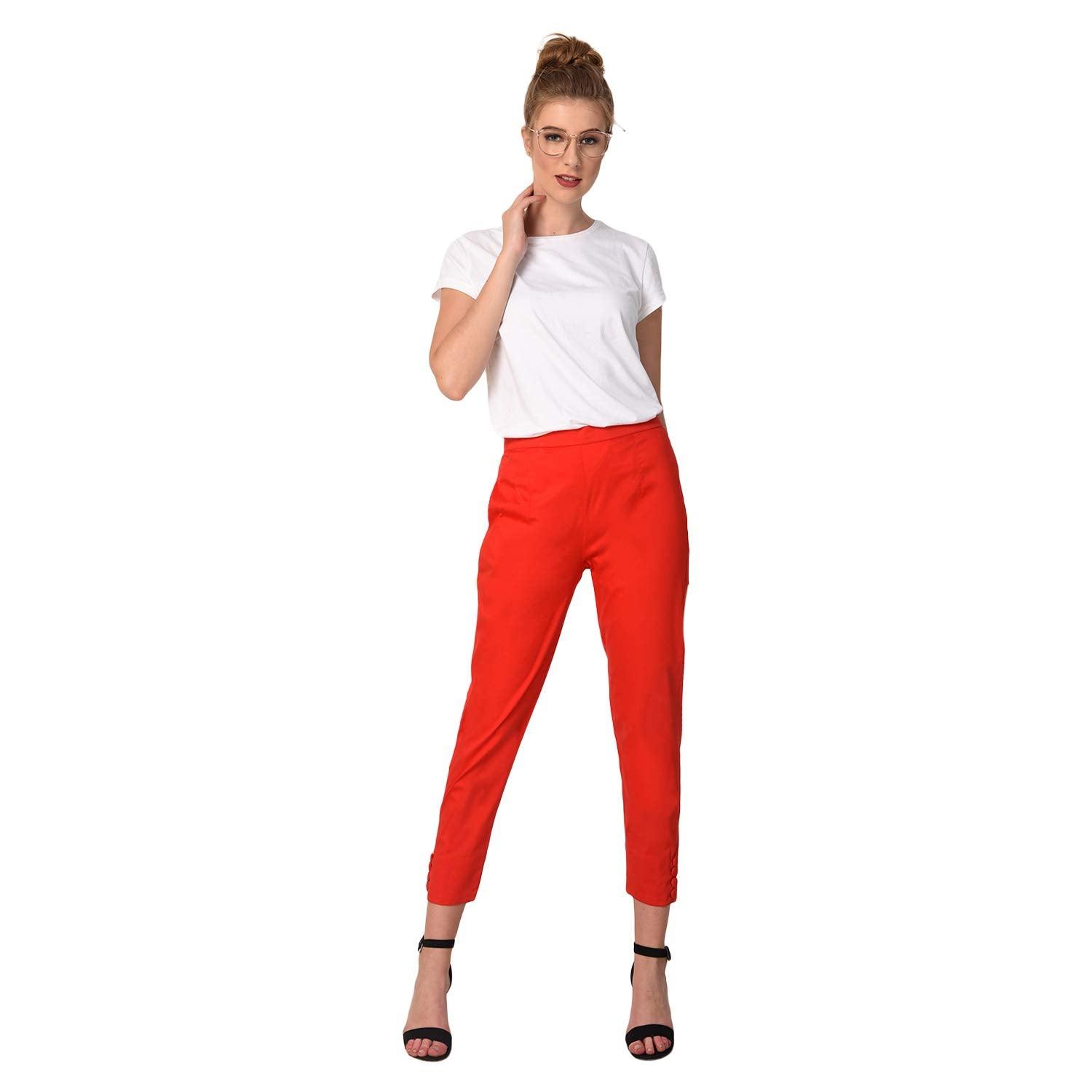 Woman's Rayon Plain Orange Pant Palazzo