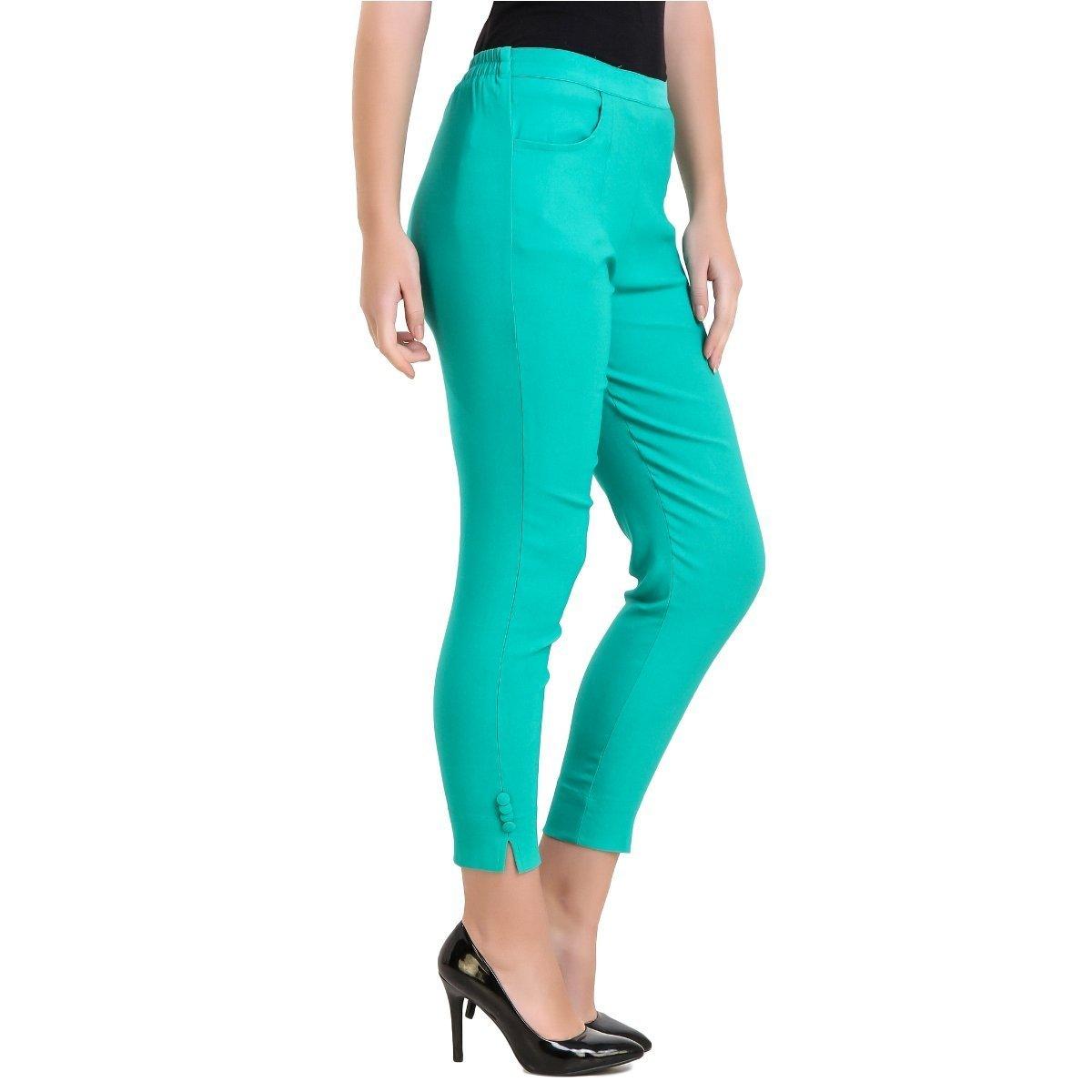 Woman's Rayon Plain Rama Green Pant Palazzo