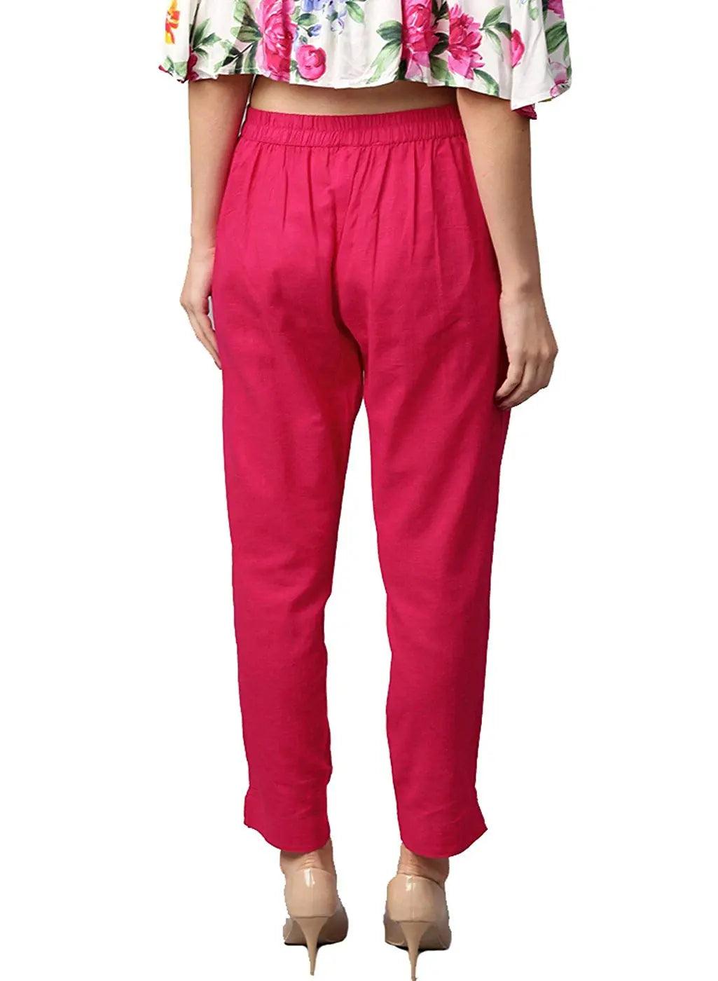 Women's Rani Pink Plain Pant Palazzo