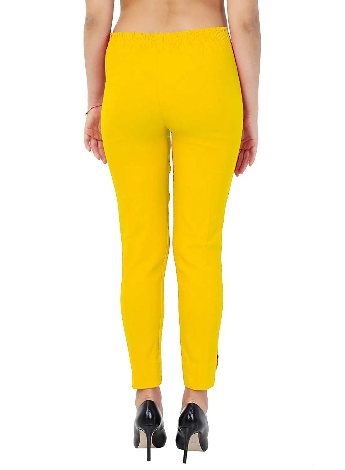Women's Yellow Plain Pant Palazzo