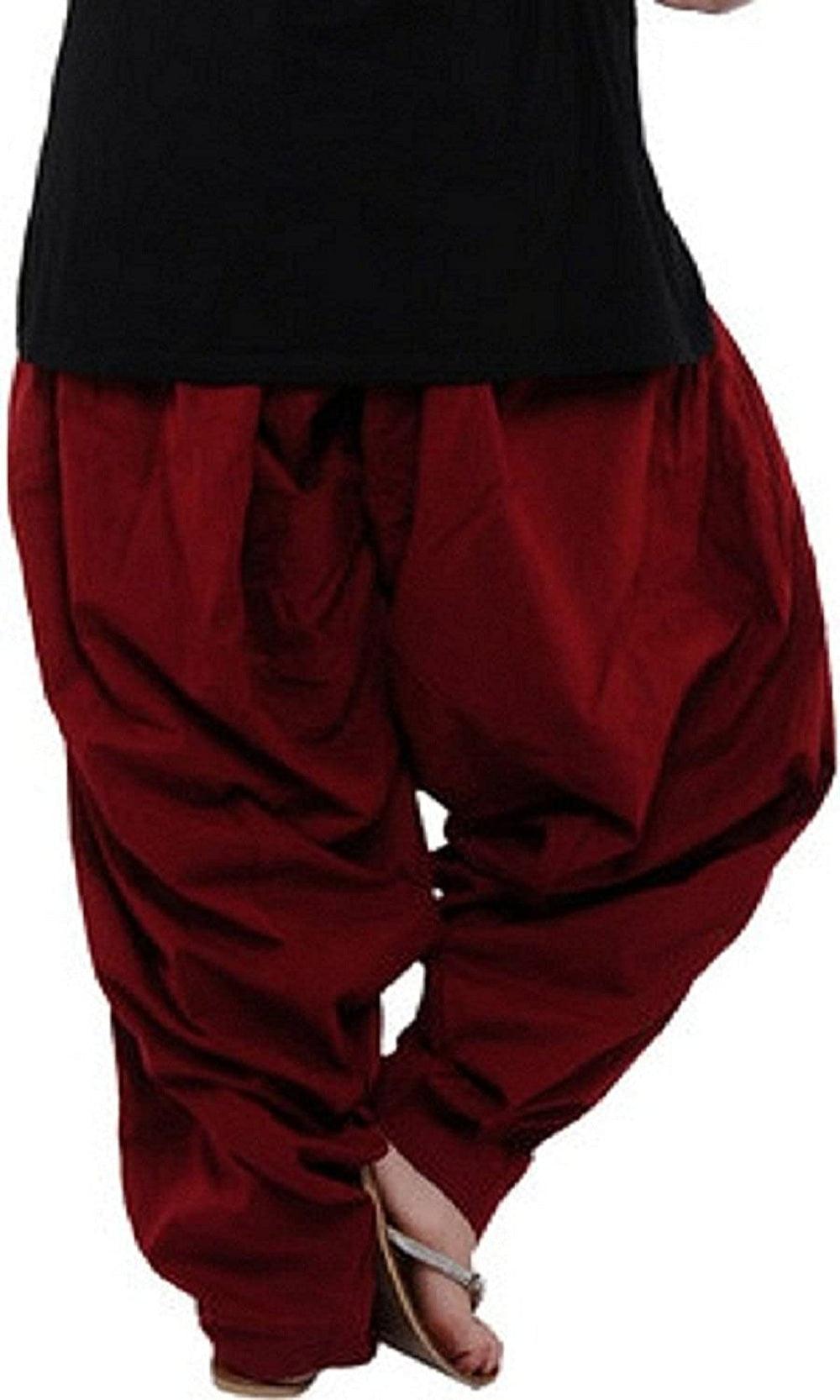 Cotton Solid Patiala Maroon Salwar
