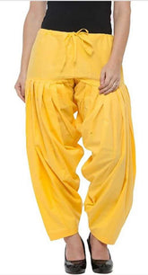 Cotton Solid Patiala Yellow Salwar Default Title