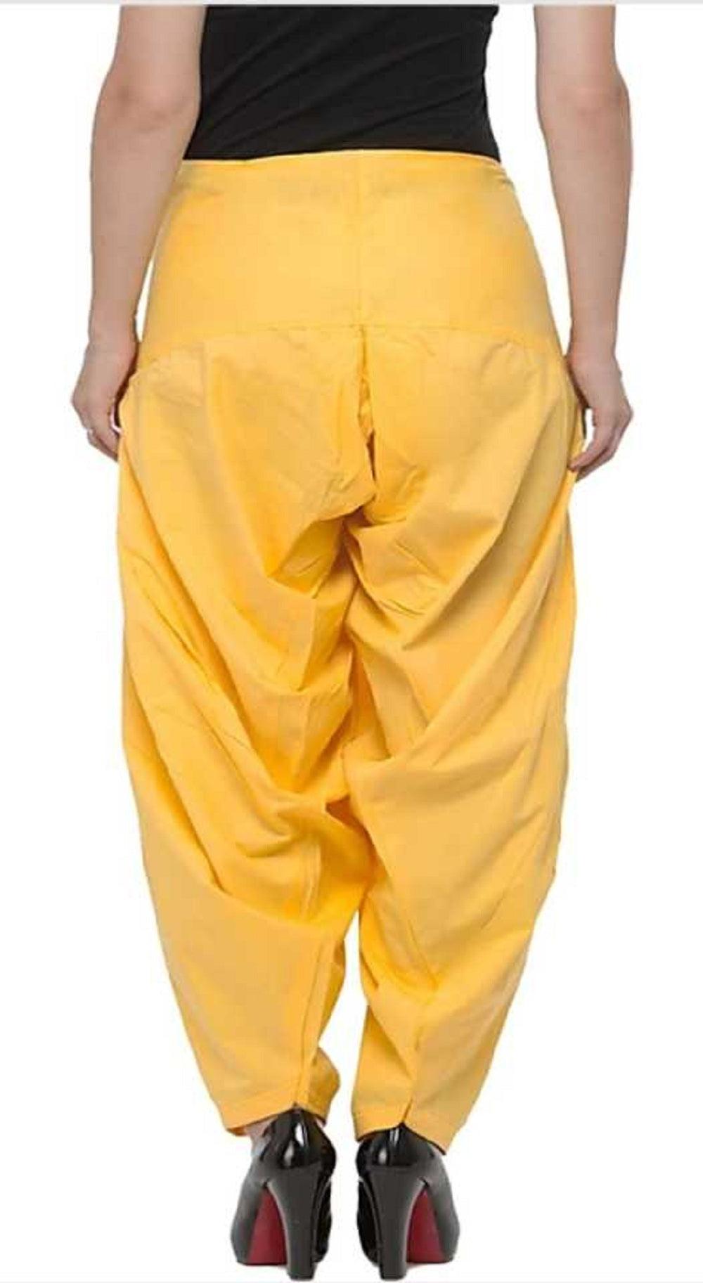 Cotton Solid Patiala Yellow Salwar