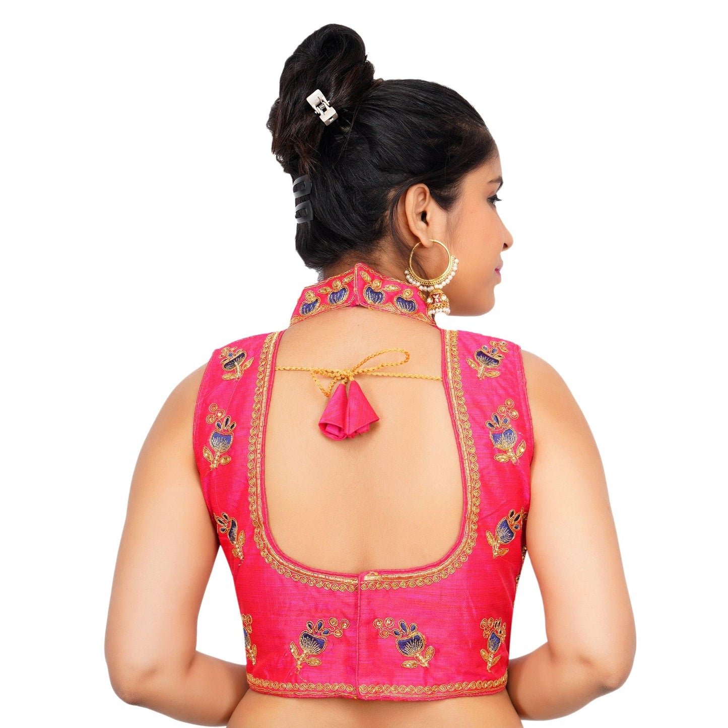 Trendzmy Band Collar Rani Pink Women Blouse