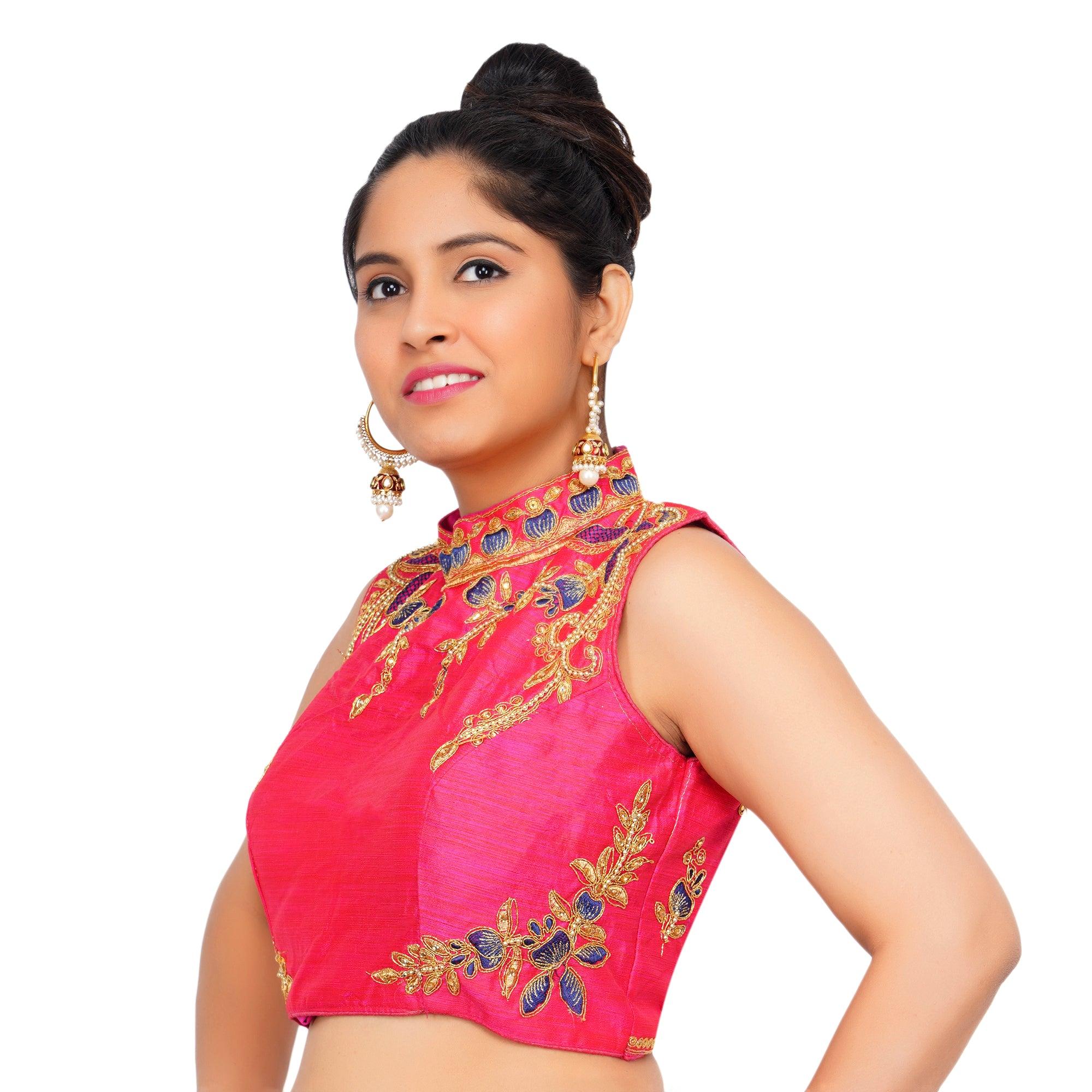 Band Collar Rani Pink Women Blouse