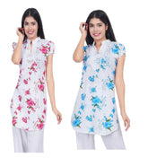 Women Red Blue Printed Straight Kurta Pack Of 2 XXXL