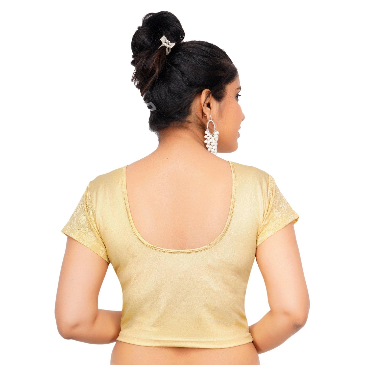 Trendzmy Cotton Lycra Gold Women Blouse