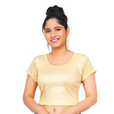 Cotton Lycra Gold Women Blouse Gold