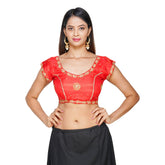 Designer Silk Work Red Women Blouse Red
