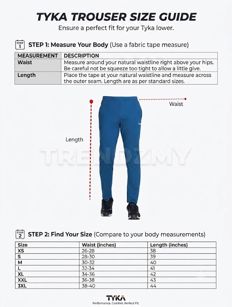TYKA Ultimate Men's Smart Slim Fit 4-Way Stretch Lycra Track Pants (Lower)-Black
