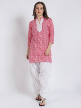 Women Printed Top Red Kurta and Salwar Set Pure Cotton XXXL