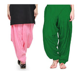 Pure Cotton Solid Women Baby Pink Green Salwar Pack of 2 Default Title