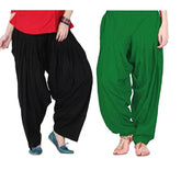 Pure Cotton Solid Women Black Green Salwar Pack of 2 Default Title