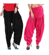 Pure Cotton Solid Women Black Rani Pink Salwar Pack of 2 Default Title