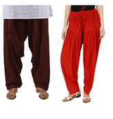 Pure Cotton Solid Women Coffee Red Salwar Pack of 2 Default Title