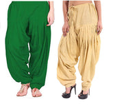 Pure Cotton Solid Women Green Beige Salwar Pack of 2 Default Title