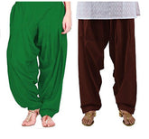 Pure Cotton Solid Women Green Coffee Salwar Pack of 2 Default Title