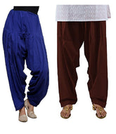 Pure Cotton Solid Women Ink Blue Coffee Salwar Pack of 2 Default Title