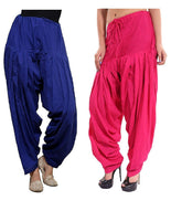 Pure Cotton Solid Women Ink Blue Rani Pink Salwar Pack of 2 Default Title