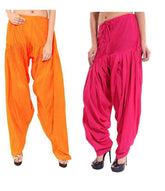 Pure Cotton Solid Women Orange Rani Pink Salwar Pack of 2 Default Title