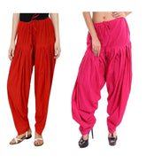 Pure Cotton Solid Women Red Rani Pink Salwar Pack of 2 Default Title