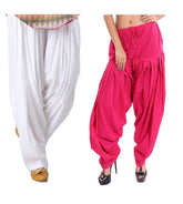 Pure Cotton Solid Women White Rani Pink Salwar Pack of 2 Default Title