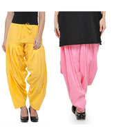 Pure Cotton Solid Women Yellow Baby Pink Salwar Pack of 2 Default Title