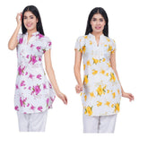 Women Pink Yellow Printed Straight Kurta Pack Of 2 XXXL