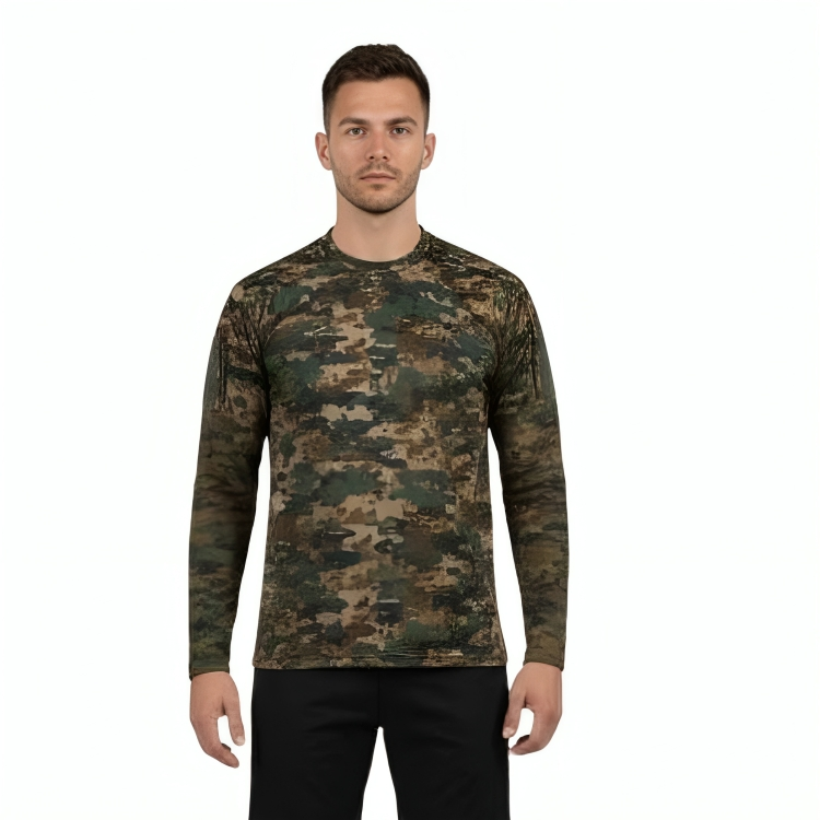 Men’s Army Camouflage Full Sleeve T-Shirt | Nylon Cotton Blend | Tactical Military Style Crew Neck Tee