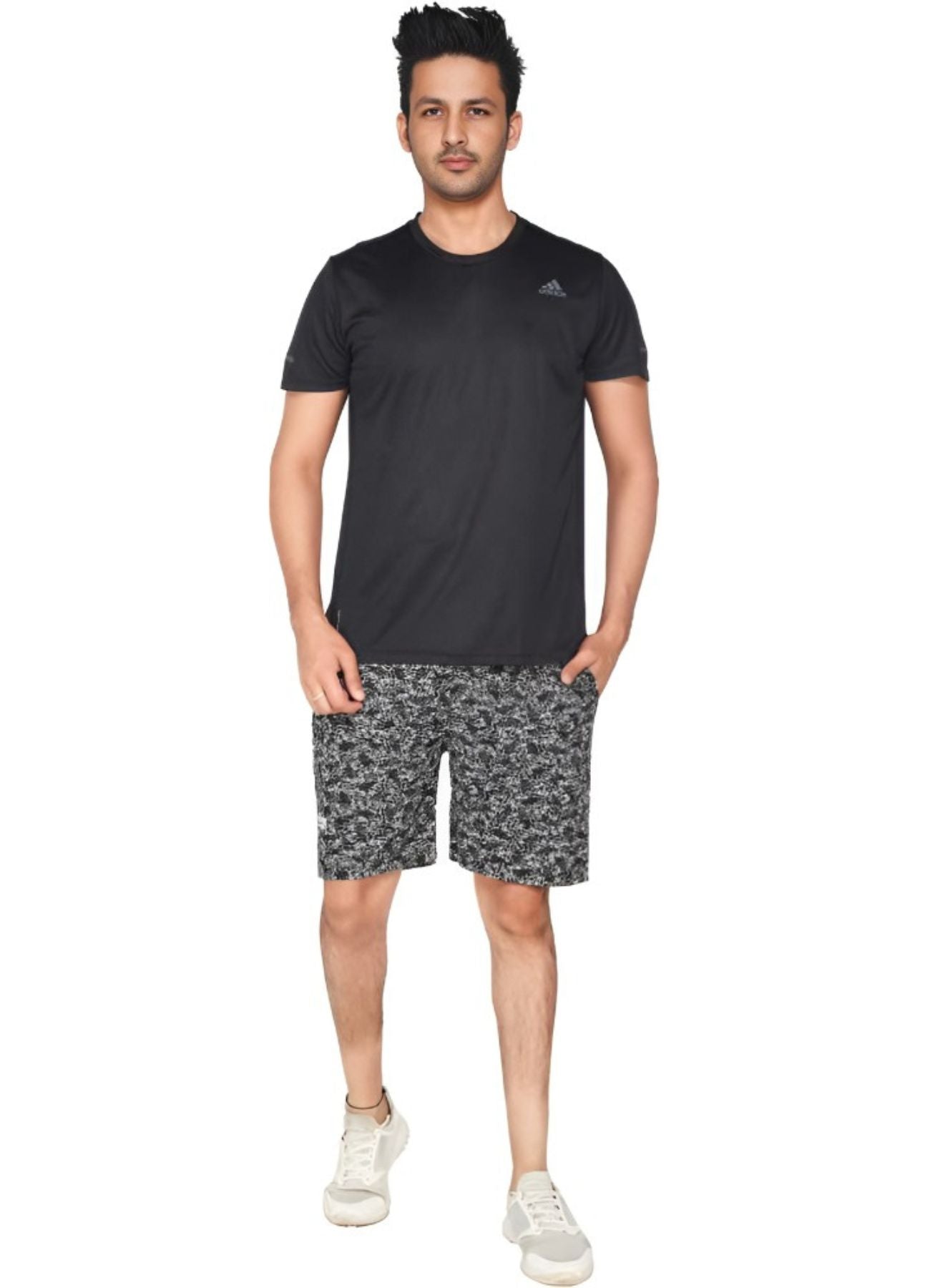 Printed Men Grey Basic Shorts