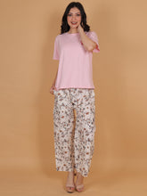 Women's Cream & Brown Printed Cotton Palazzo Pants with Pockets – Fits Size L(S to L) and Fits Size XXL (XL to 3XL)